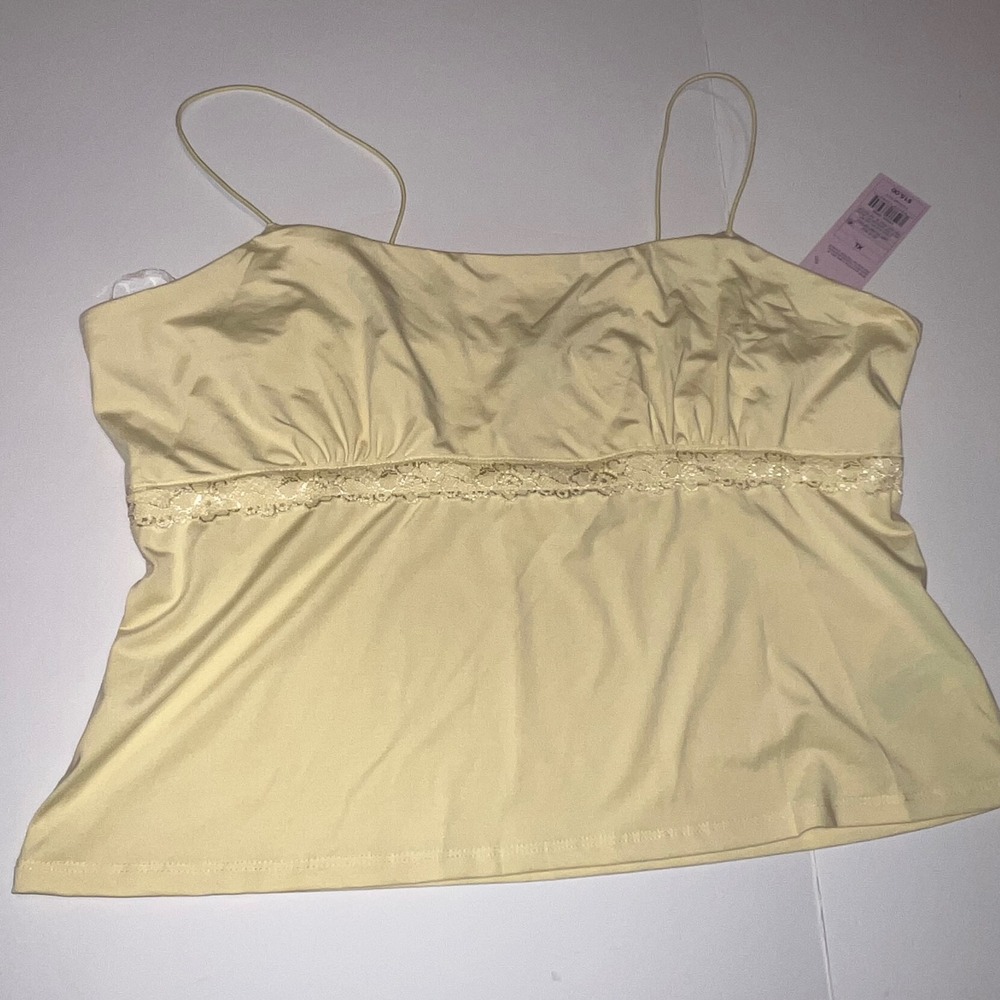 Wild Fable Cami Top Womens XL Yellow Lace Trim Empire Waist Spaghetti Strap
